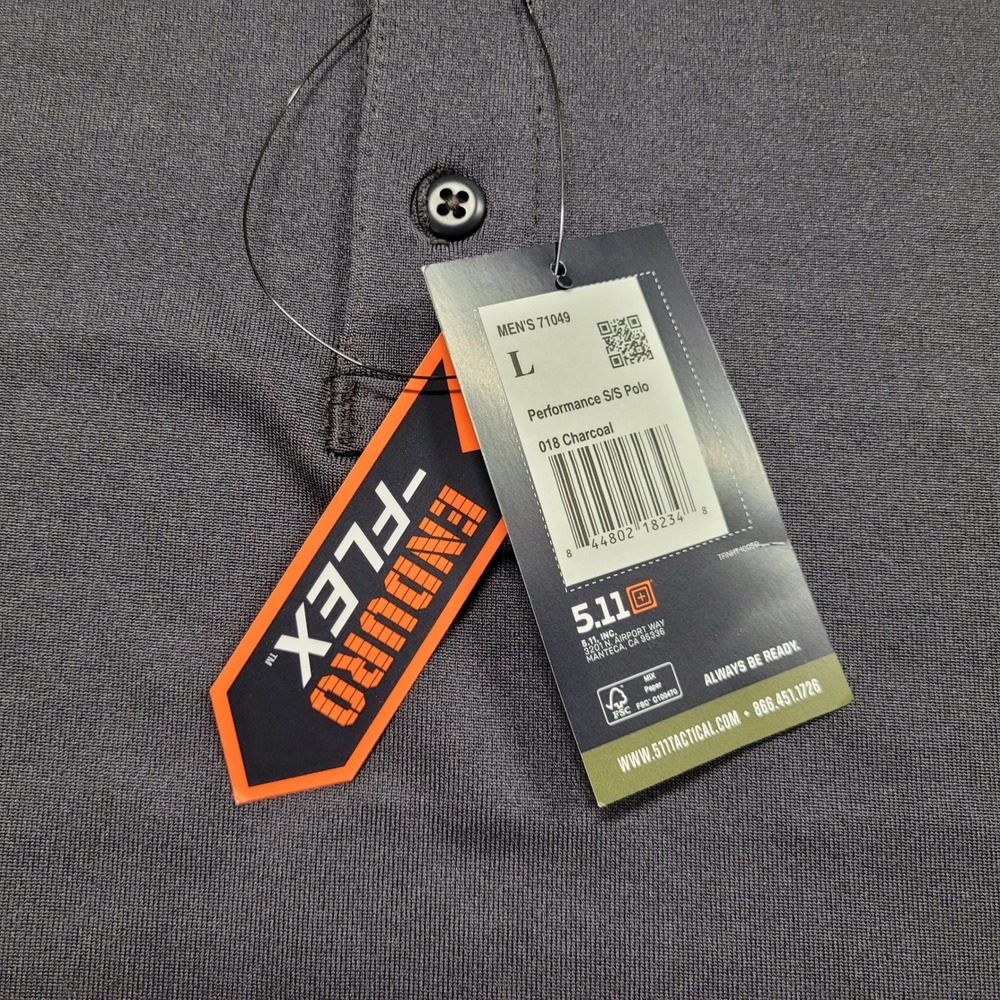 5.11 Tactical Performance Polo Mens Large Charcoal Grey Enduro-Flex 71049 - Picture 3 of 15